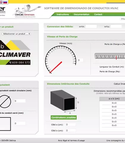 Calcul de Conduits ClimCalC Dimension